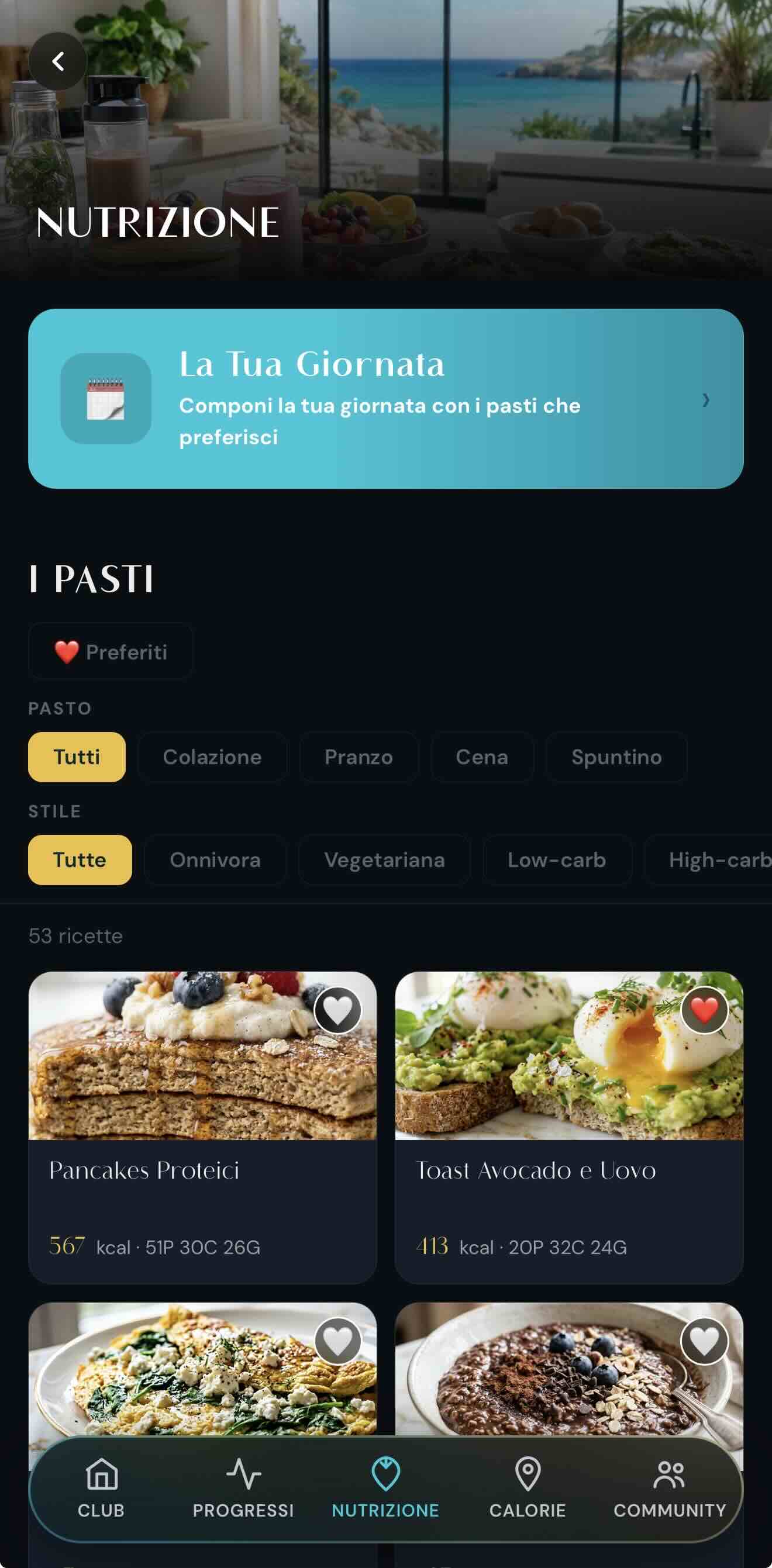 Pasti di Dave nell'app DG Athletic Club