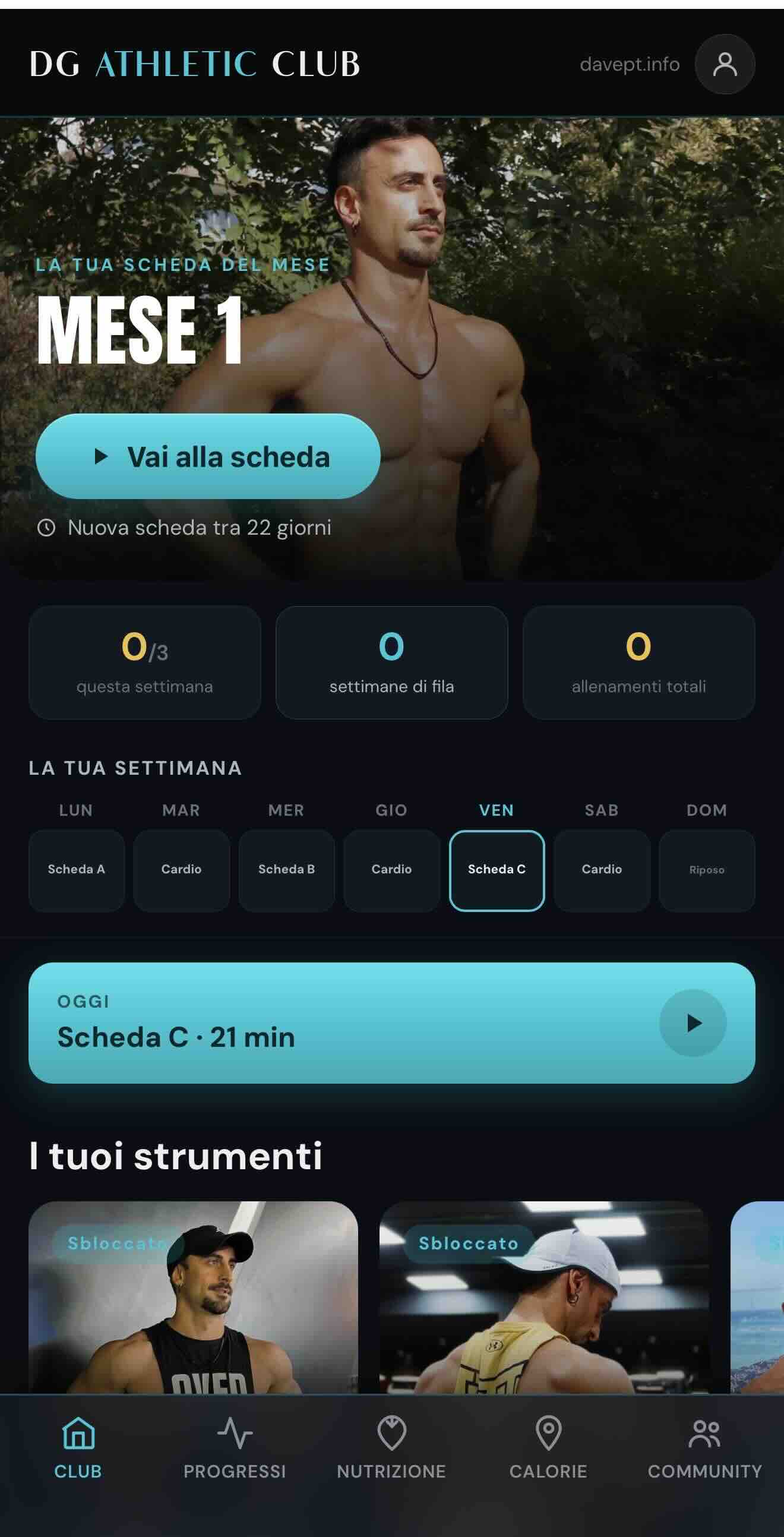DG Athletic Club — schermata app