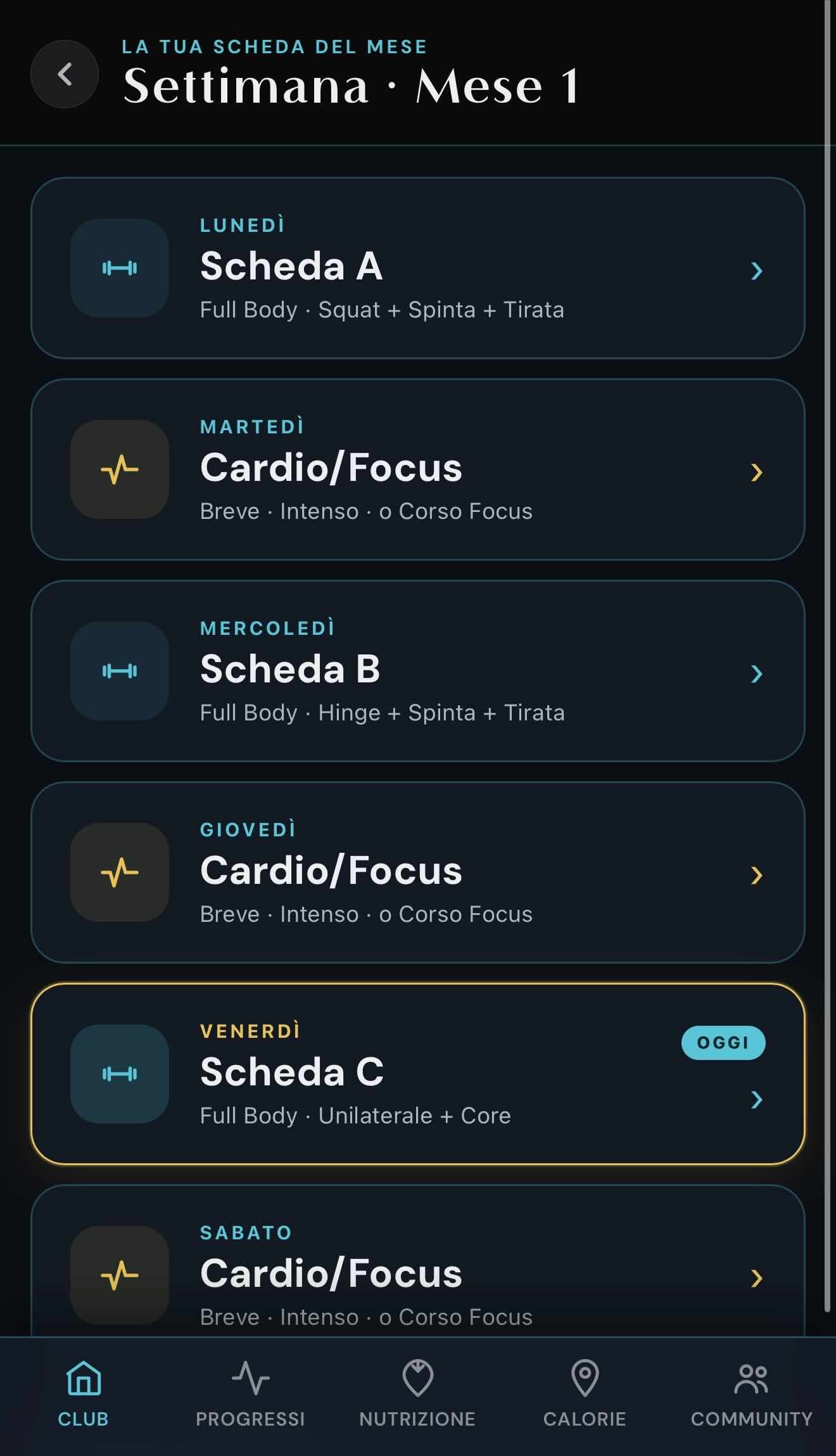 DG Athletic Club — schermata app