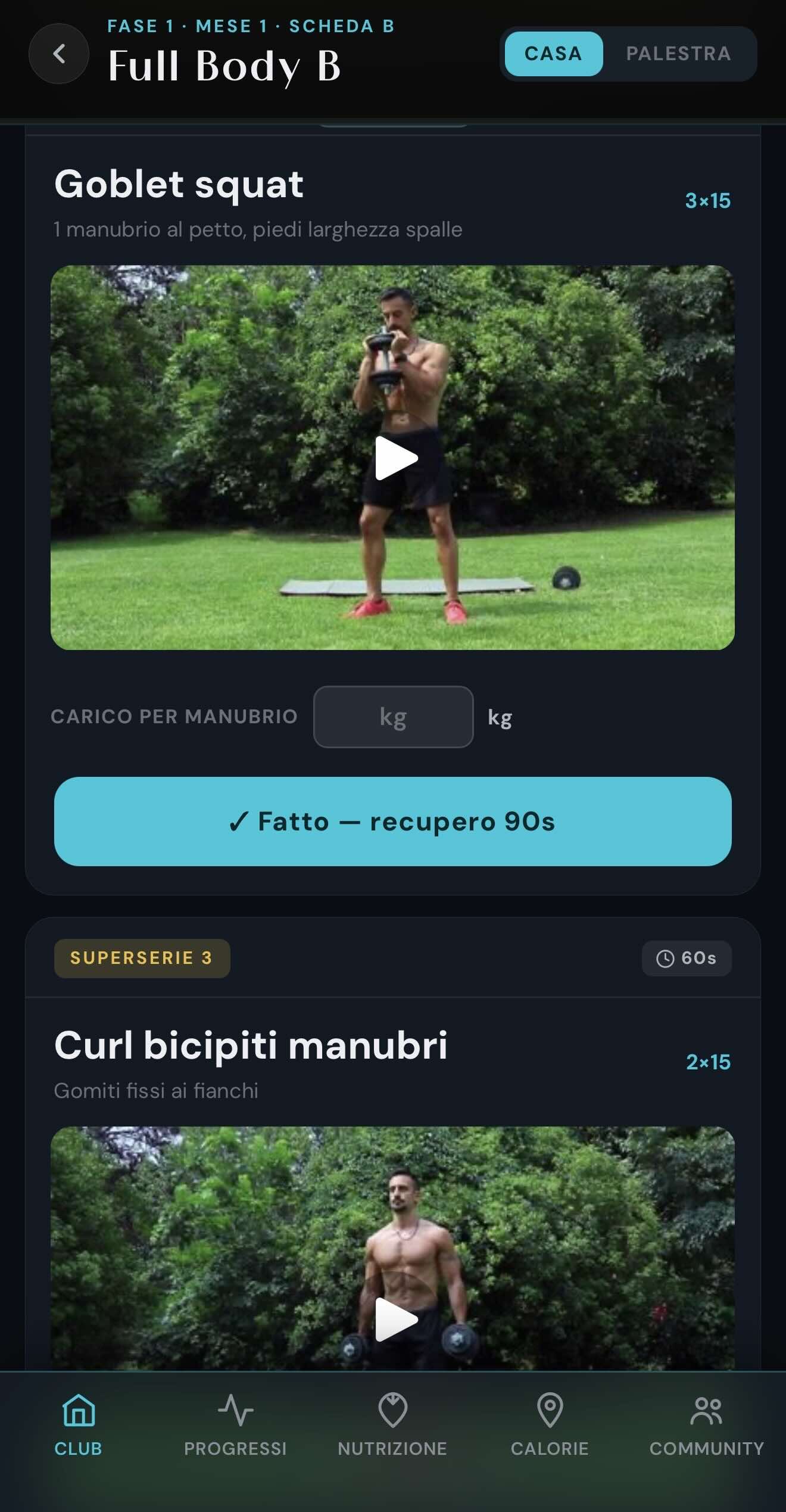 DG Athletic Club — schermata app