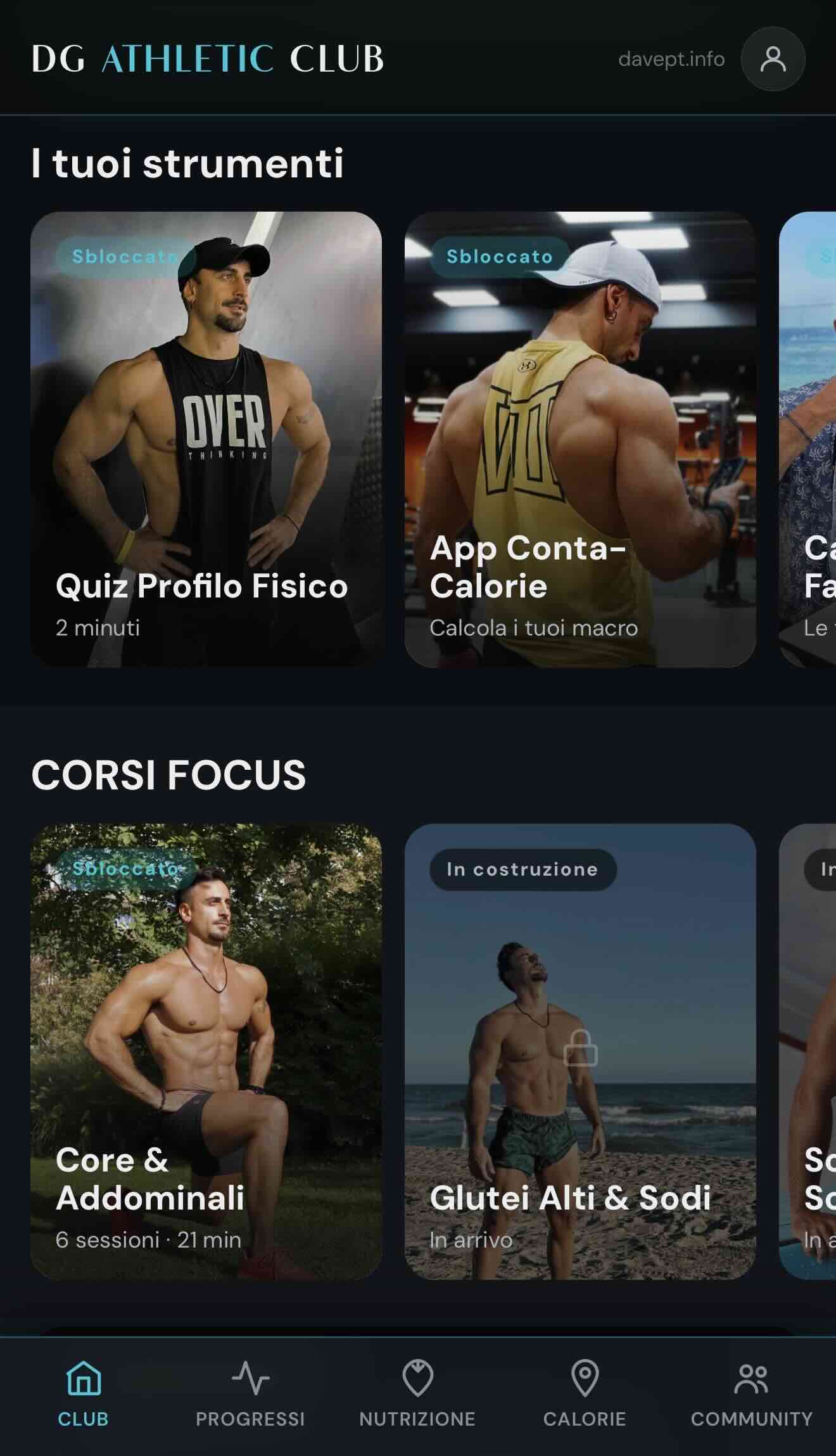 DG Athletic Club — schermata app
